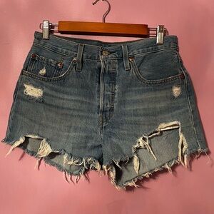 Levi's Blue Distressed Jean Shorts